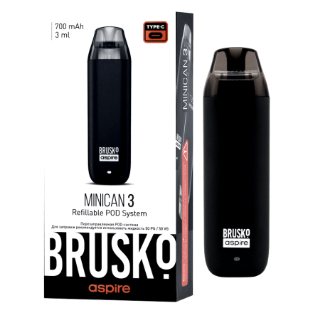 Электронная сигарета Brusko - Minican 3 (700 mAh, Чёрный) купить в Тольятти