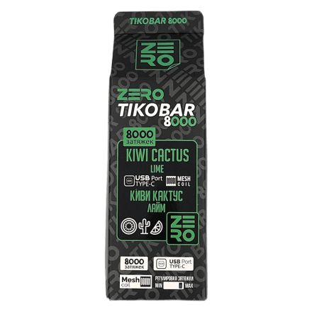 TIKOBAR Zero - Киви Кактус Лайм (Kiwi Cactus Lime, 8000 затяжек, без никотина) купить в Тольятти