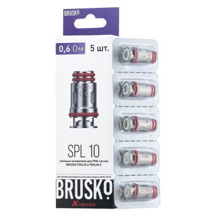 Испарители для Brusko Feelin (SPL-10, 0.6 Ом, 5 шт.) купить в Тольятти