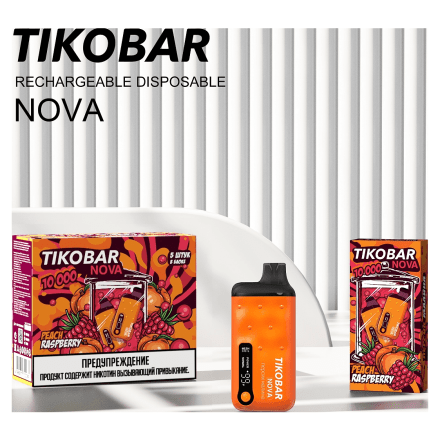 TIKOBAR Nova - Персик Малина (Peach Raspberry, 10000 затяжек) купить в Тольятти