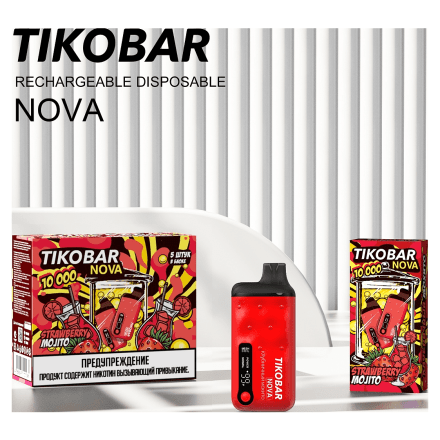 TIKOBAR Nova - Клубничный Мохито (Strawberry Mojito, 10000 затяжек) купить в Тольятти